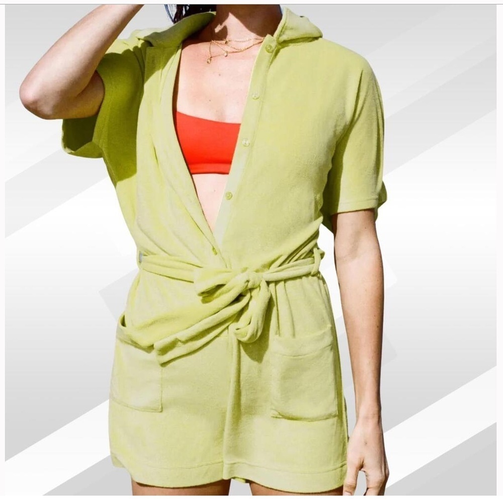 Andie Swim The Button Up Romper Honeysuckle Yellow S